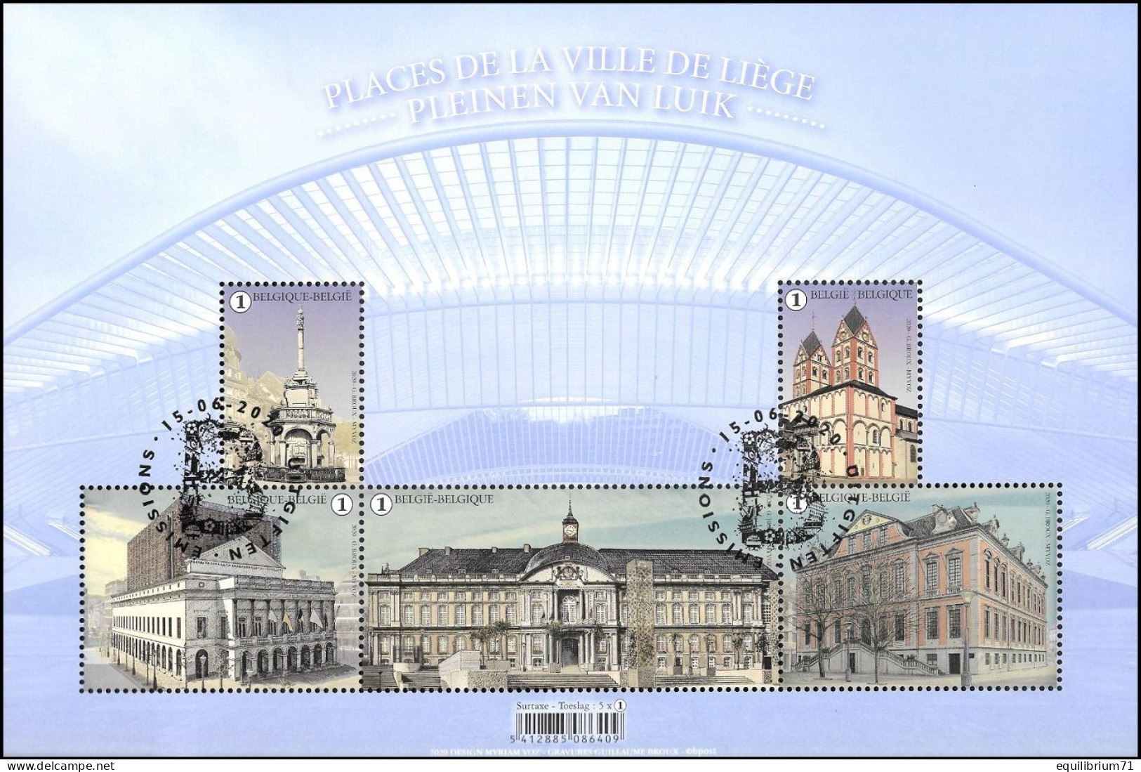 BL289° CTO (4926/30) - Places De Liège / Pleinen Van Luik / Plätze Von Lüttich / Squares Of Liège - Used Stamps