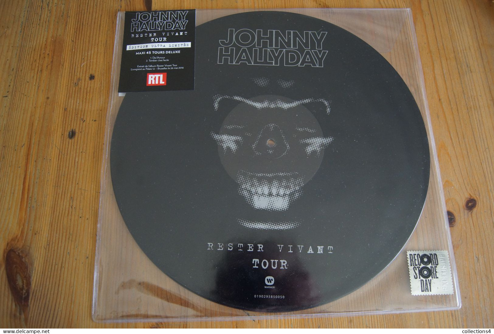 JOHNNY HALLYDAY RESTER VIVANT PICTURES DISC  EDITION ULTRA LIMITEE MAXI 45T  VALEUR+ NEUF SCELLE 2017 - 45 Toeren - Maxi-Single