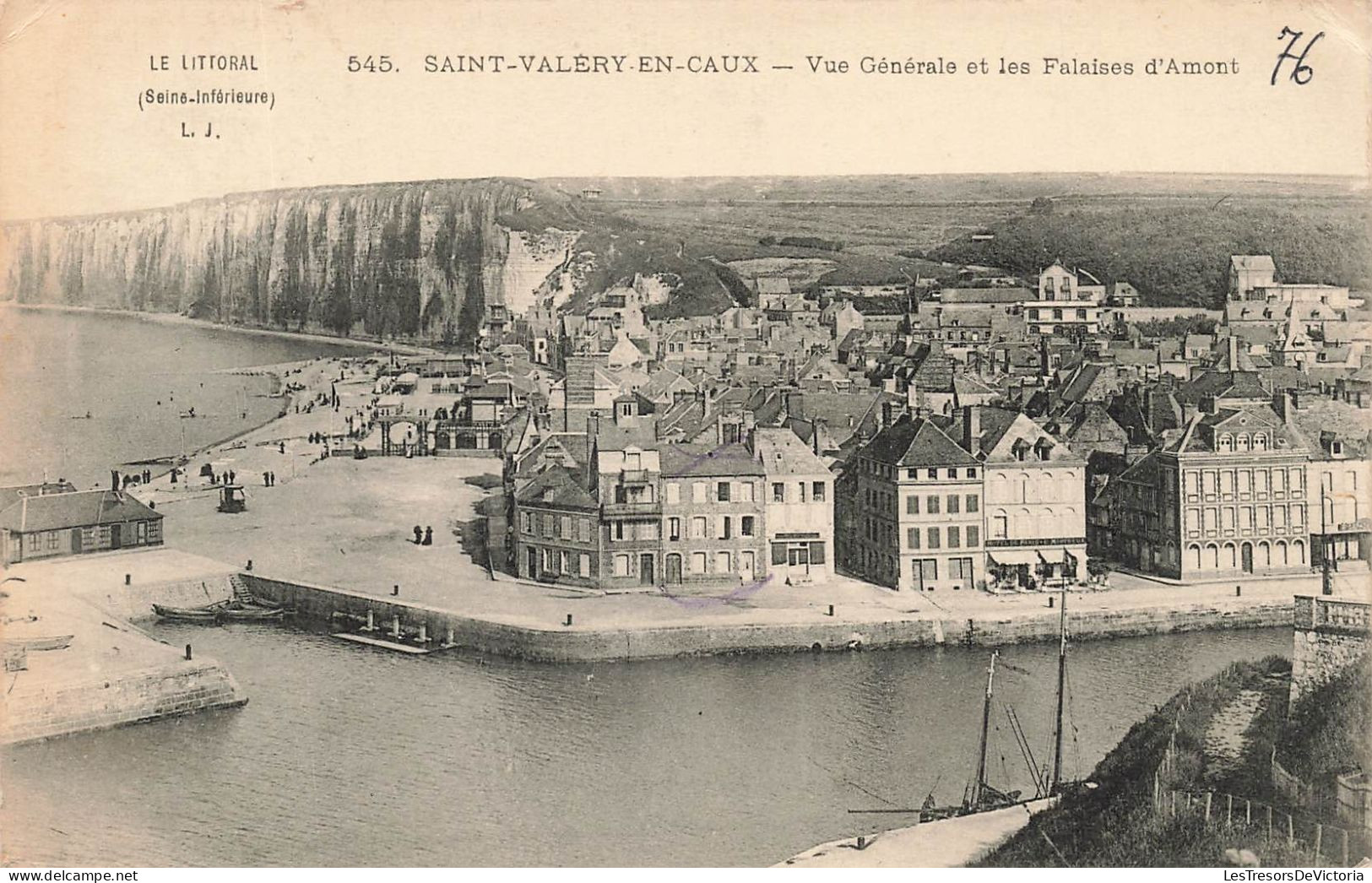 FRANCE - Saint Valéry En Caux - Vue Générale Et Les Falaises D'Amont - Vue Sur La Ville - Animé - Carte Postale Ancienne - Saint Valery En Caux