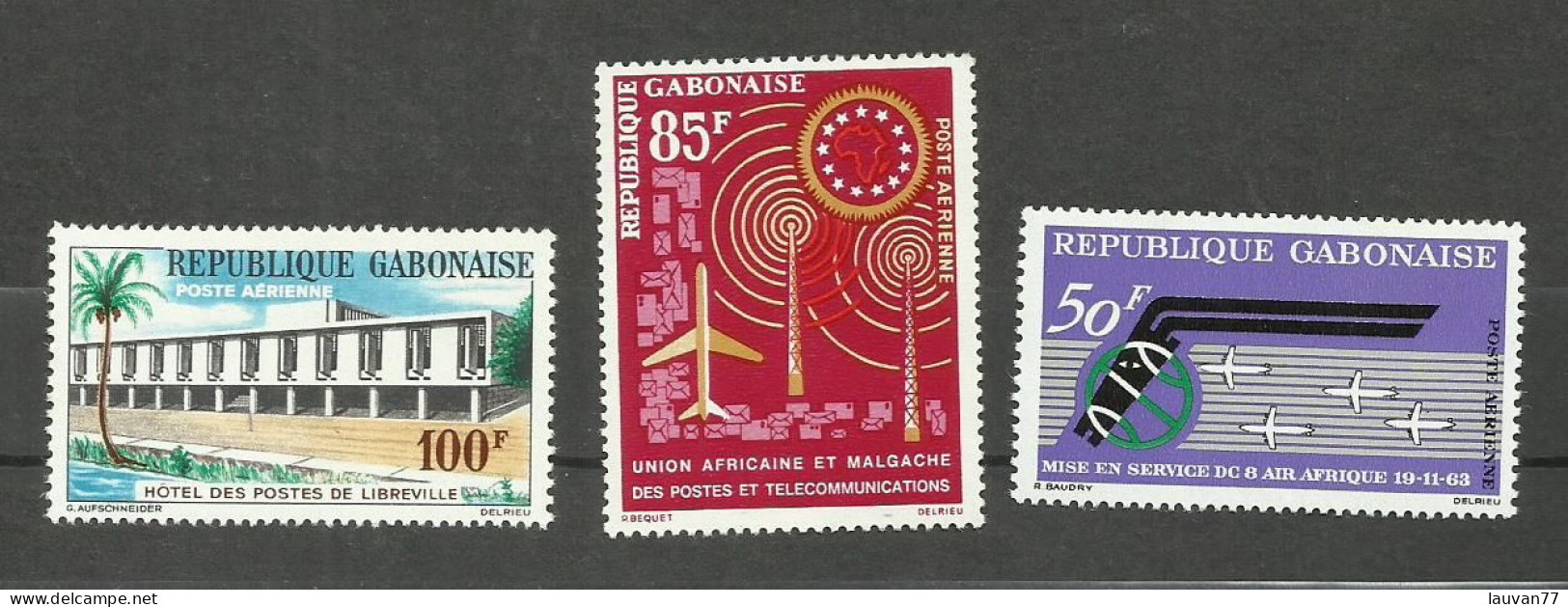 Gabon POSTE AERIENNE N°11, 12, 17 Neufs** Cote 4.85€ - Gabun (1960-...)