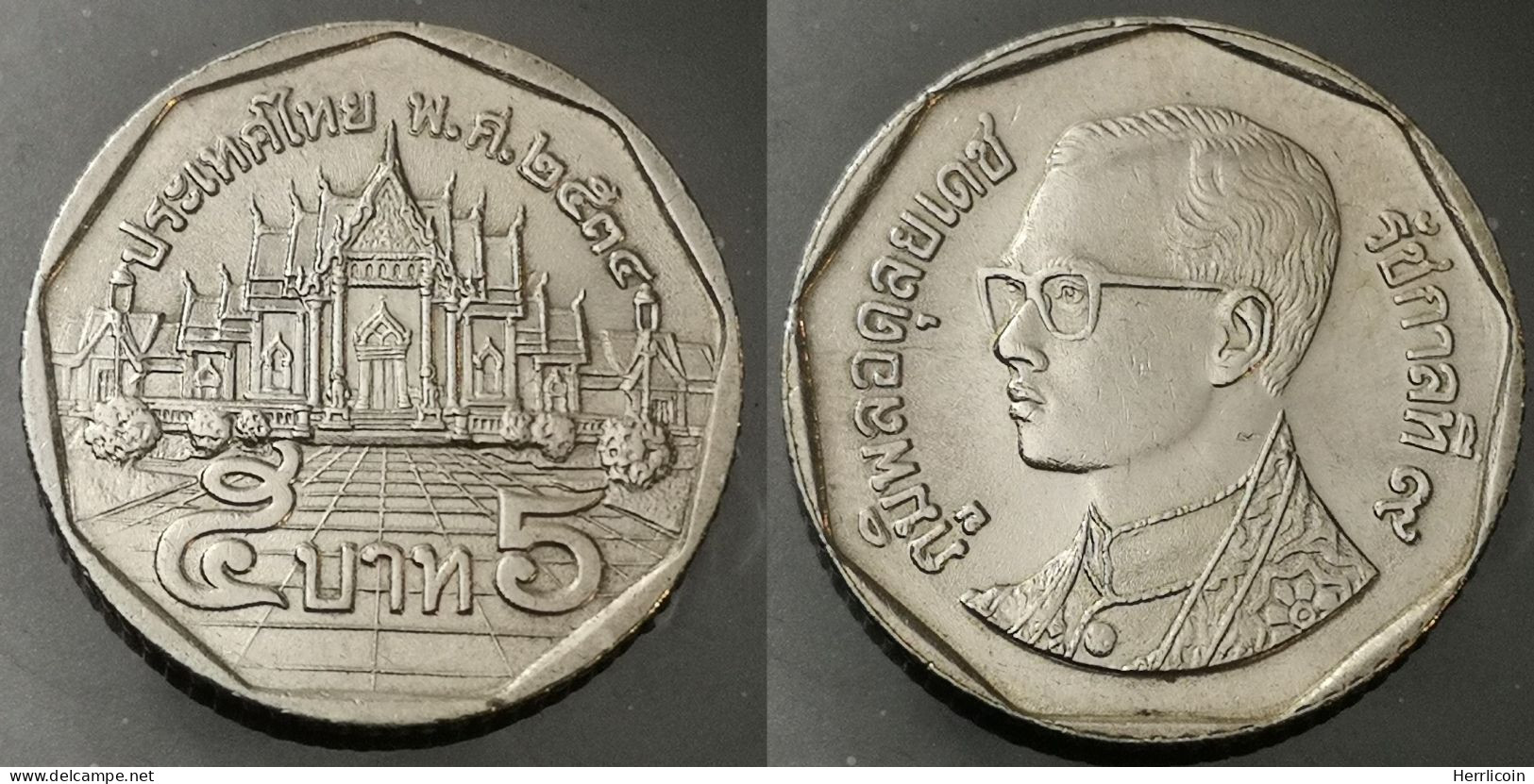 Monnaie Thaïlande - 2534 (1991)  พ.ศ.๒๕๓๔- 5 Baht Rama IX 3eme Effigie - Thaïlande