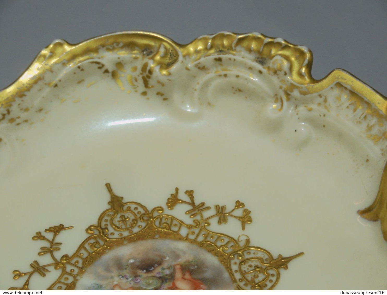 - COUPELLE VIDE POCHE PORCELAINE LIMOGES décor CREIL & MONTEREAU ANGELOTS  E