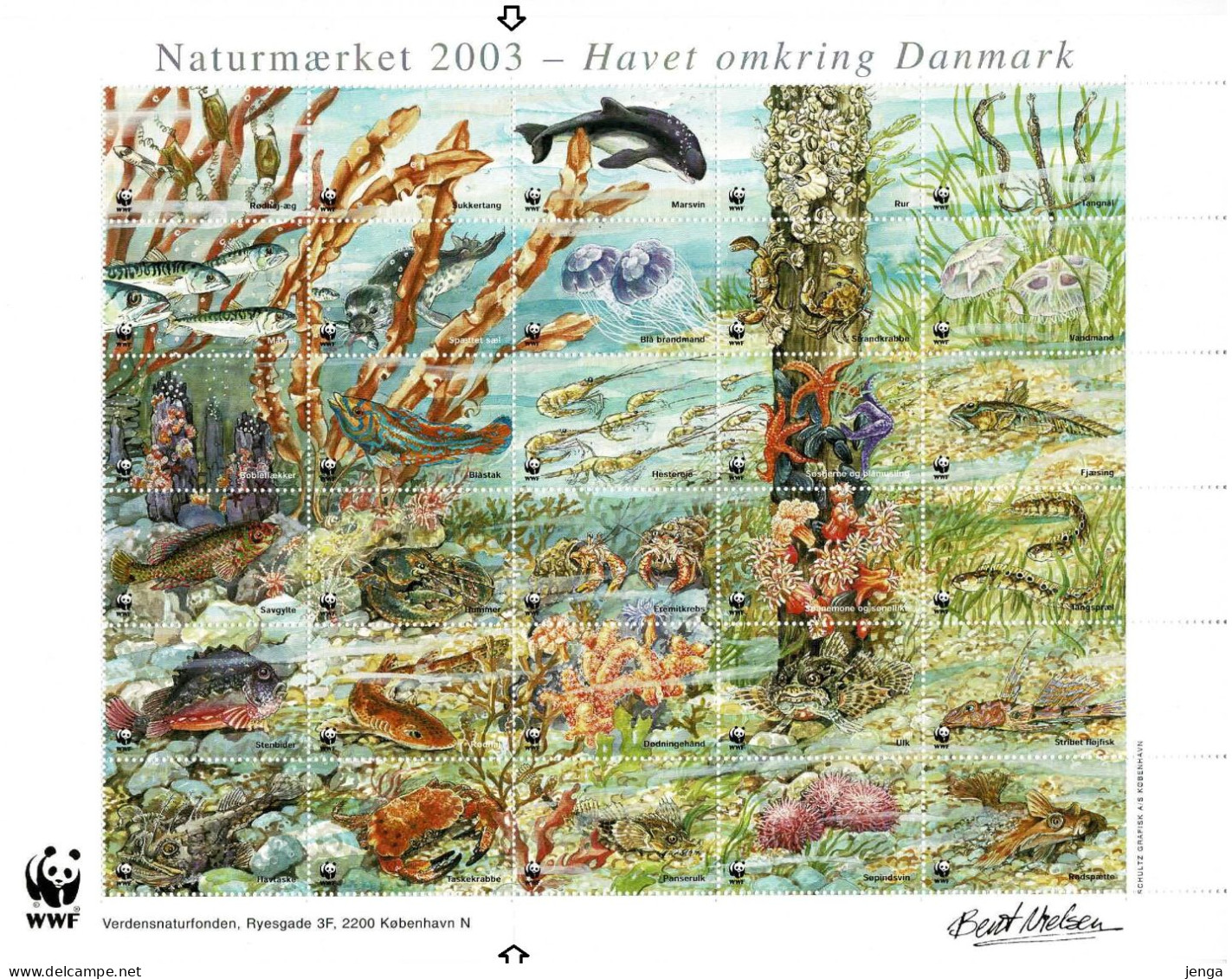 Denmark WWF 2003.  Sheet  With 30 Labels; The Sea Around Denmark; MNH(**). - Otros & Sin Clasificación