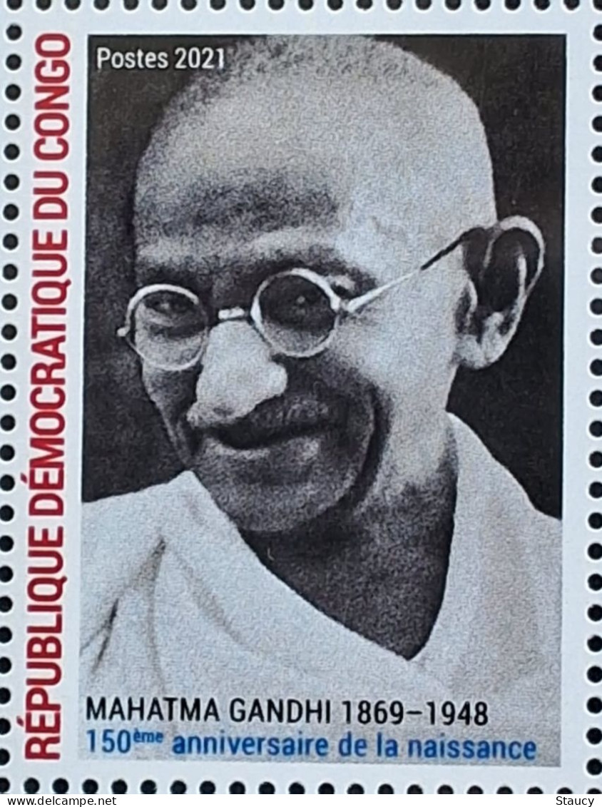 CONGO 2021 Error 3000cf "Yellow Colour Value Omitted" 150th Birth Of Mahatma Gandhi Very Nice Error Found As Per Pic - Mahatma Gandhi