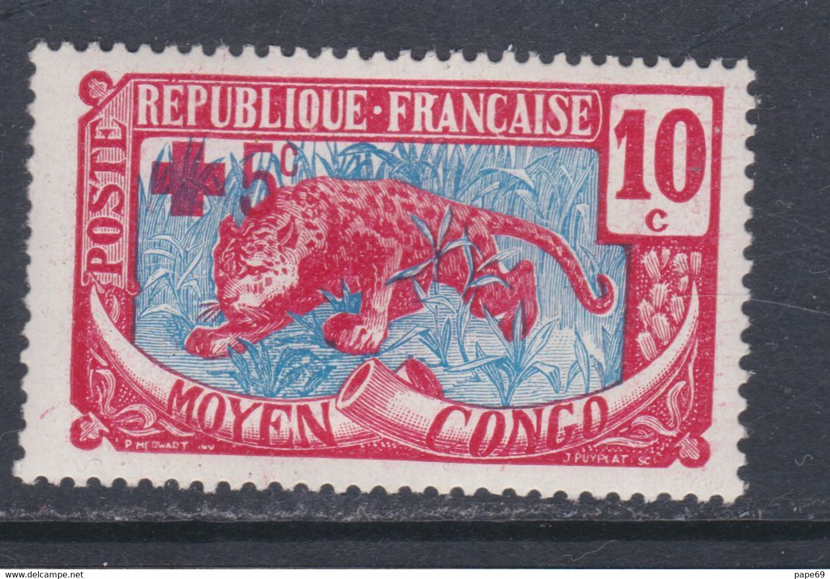 Congo N° 66 X Au Profit De La Croix-Rouge, Surcharge Carmin  Trace De Charnière, TB - Unused Stamps