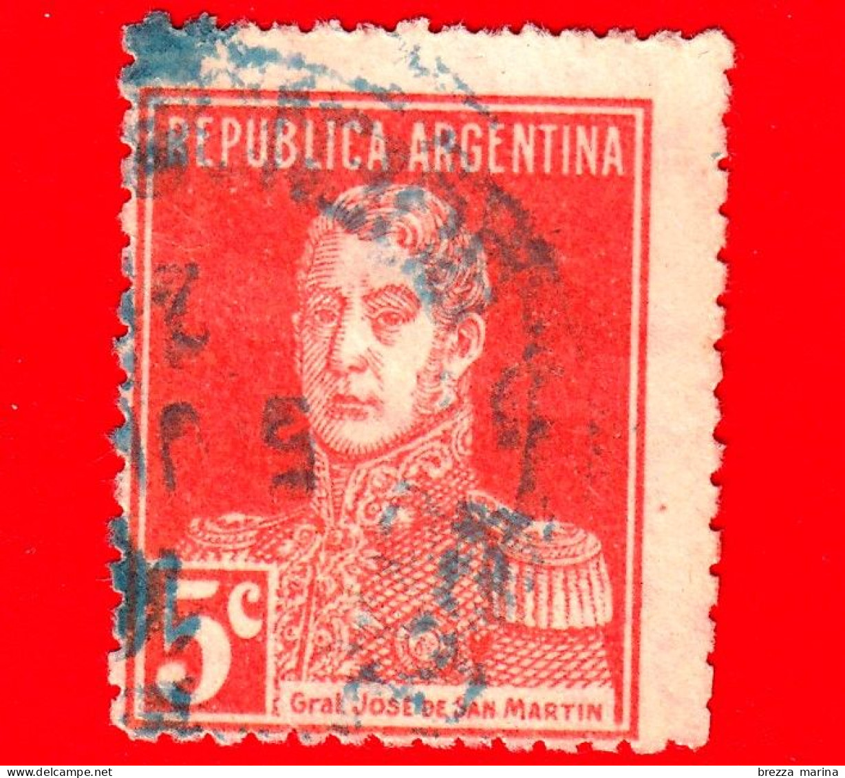 ARGENTINA - Usato - 1924 - José Francisco De San Martín (1778-1850) - 5 - Gebruikt