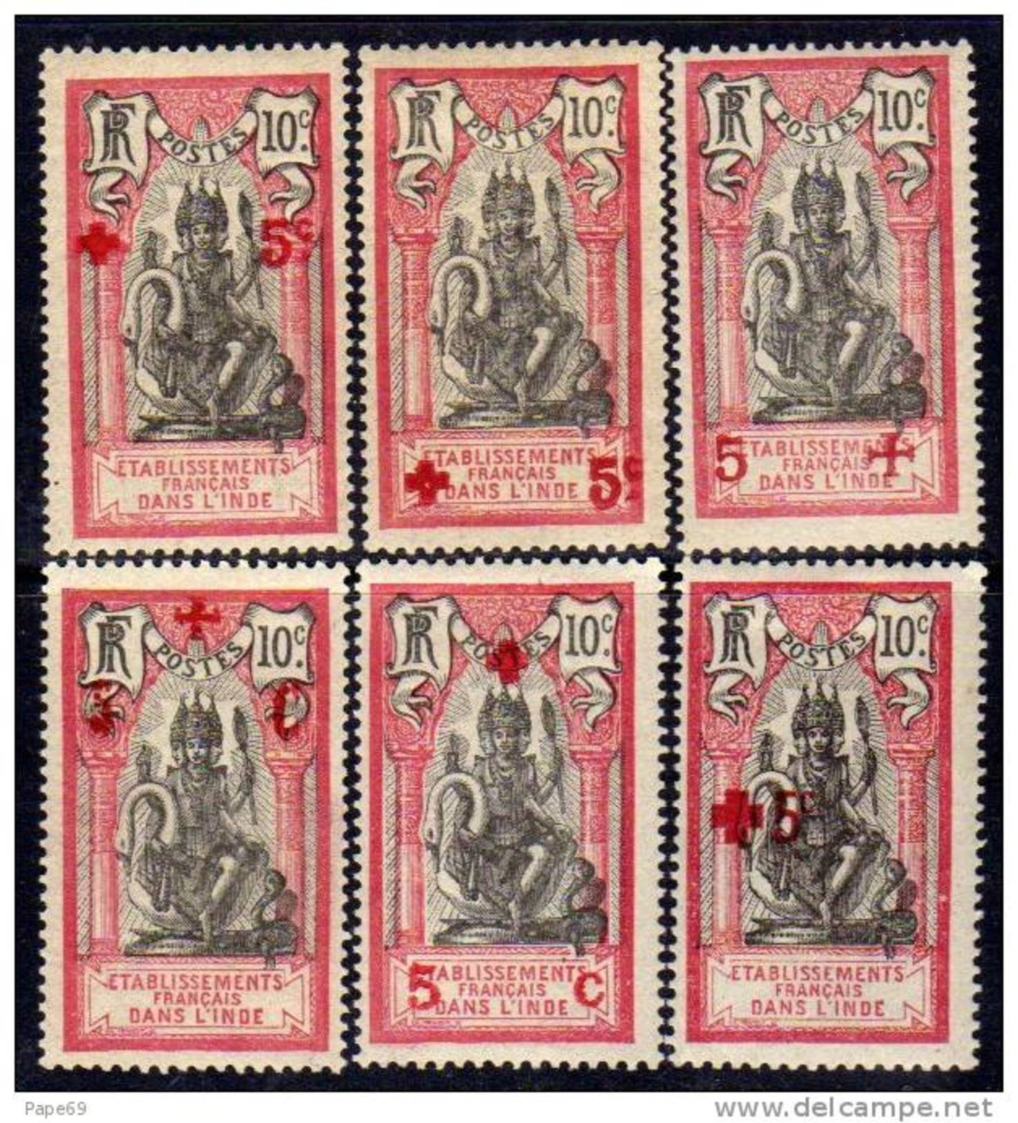 Inde N° 43 / 48 X  Au Profit De La Croix-Rouge La Série Des 6 Valeurs Trace De  Charnière Sinon TB - Unused Stamps
