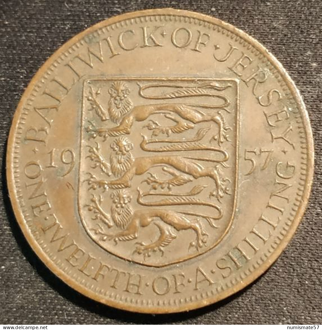 JERSEY - 1/12 SHILLING 1957 - Elizabeth II - 1ère Effigie - KM 21 - ONE·TWELFTH·OF·A·SHILLING - Jersey