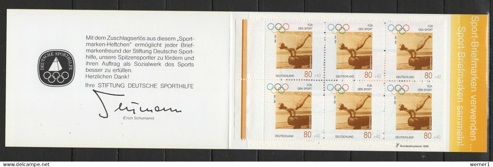 Germany 1996 Olympic Games Atlanta Stamp Booklet With 6 Stamps + Vignette MNH - Ete 1996: Atlanta