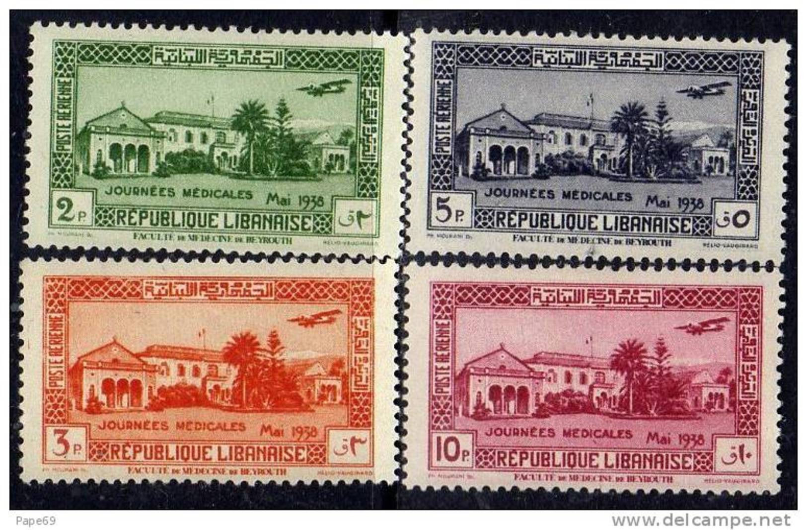 Grand Liban P. A. N° 75 / 78  X Journées Médicales De Beyrouth Les 4 Valeurs  Trace De Charnière Sinon TB - Unused Stamps