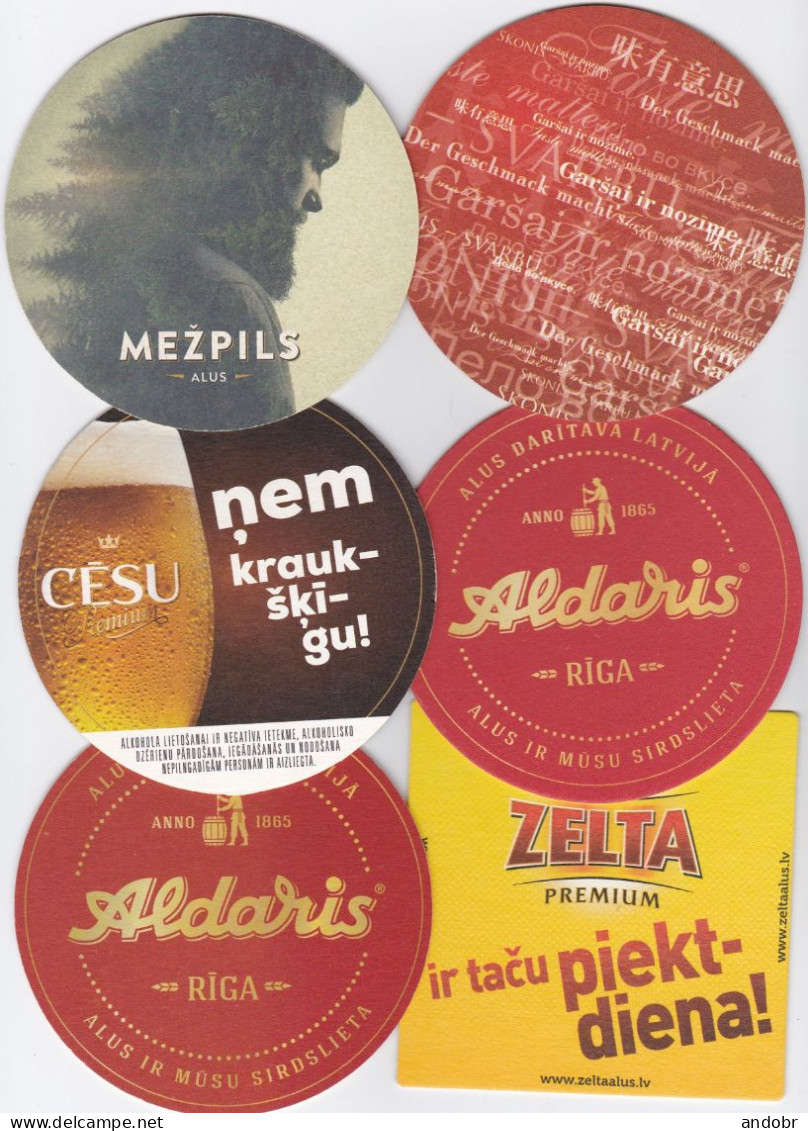 Set Of 6 Different Beer Mats/coasters From Latvia - Bierdeckel