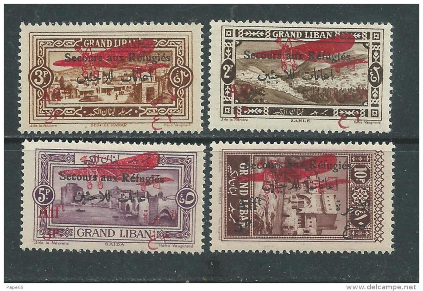 Grand Liban P. A. N° 17 / 20  X Surtaxe Au Profit Des Réfugiers Les 4 Valeurs  Trace De Charnière Sinon TB - Unused Stamps