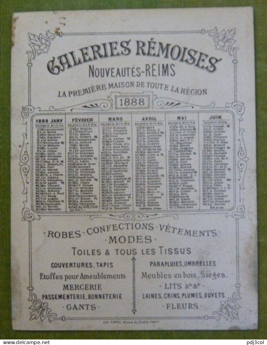 Chromo Galeries Rémoises - Jean-Baptiste LULLY Né à Florence (1633-1687) - Calendrier 1er Semestre 1888 - Other & Unclassified