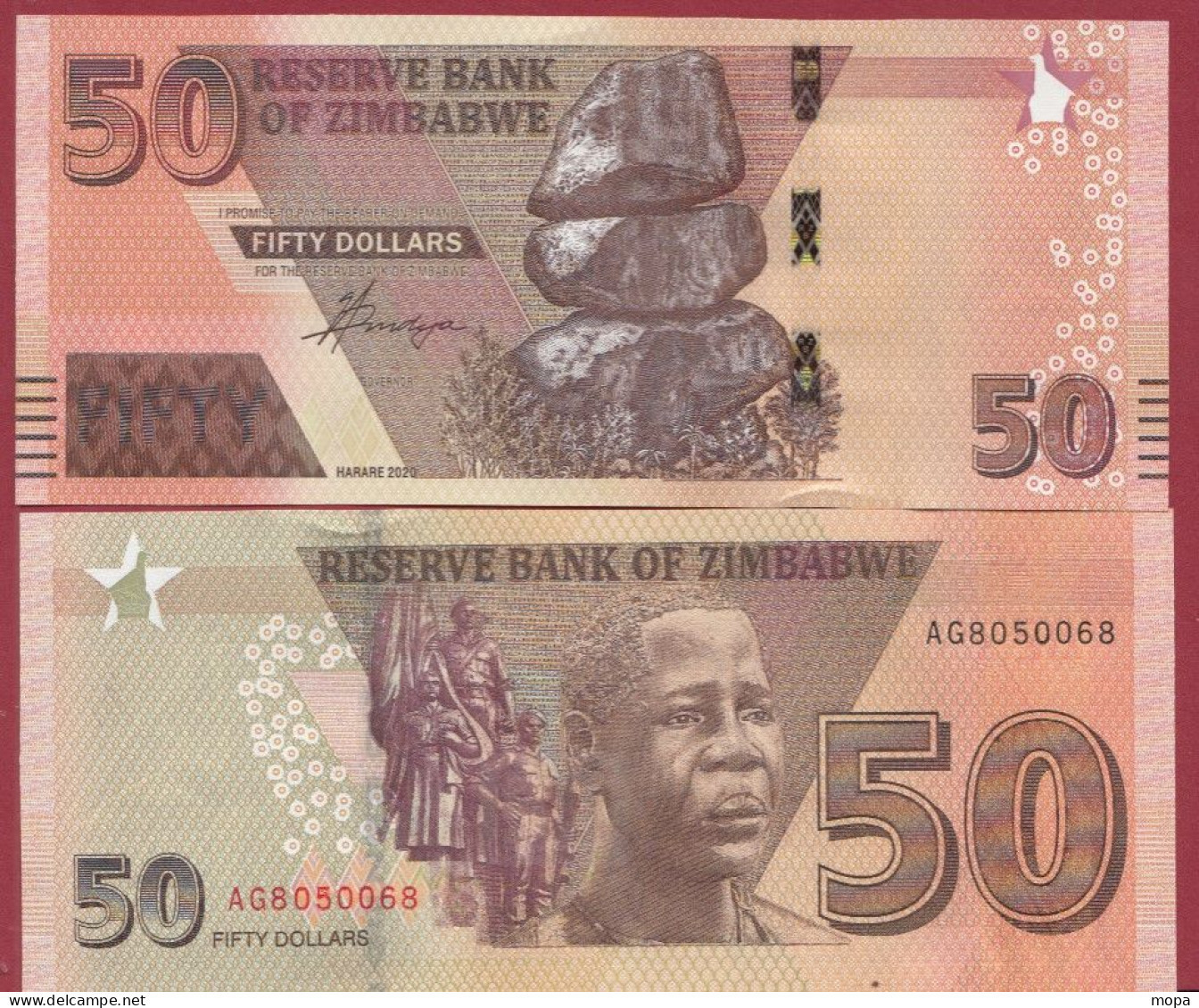 Zimbabwe--50 Dollars  ---2020--UNC---(493) - Simbabwe