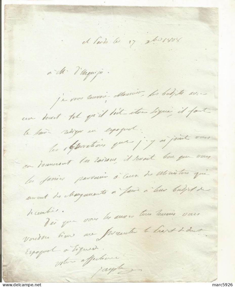 N°1768 ANCIENNE LETTRE DE JOSEPH BONAPARTE A URQUIJO DATE 1808 - Documenti Storici