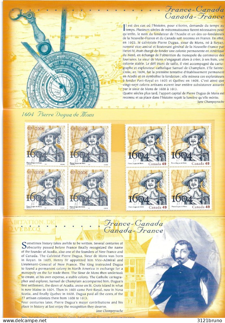 France Canada Pierre Dugua De Mons 1604 Carte Tryptique Rare Avec Timbres - Cartoline Illustrate Ufficiali (della Posta)