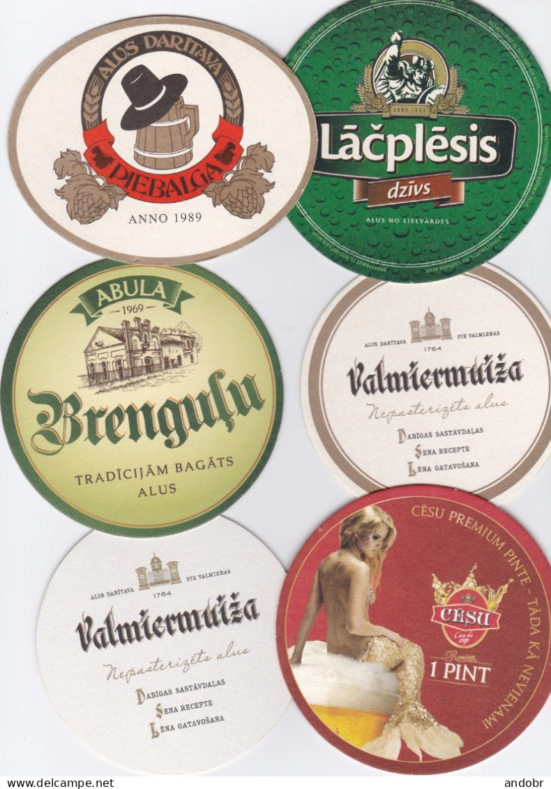 Set Of 6 Different Beer Mats/coasters From Latvia - Bierdeckel