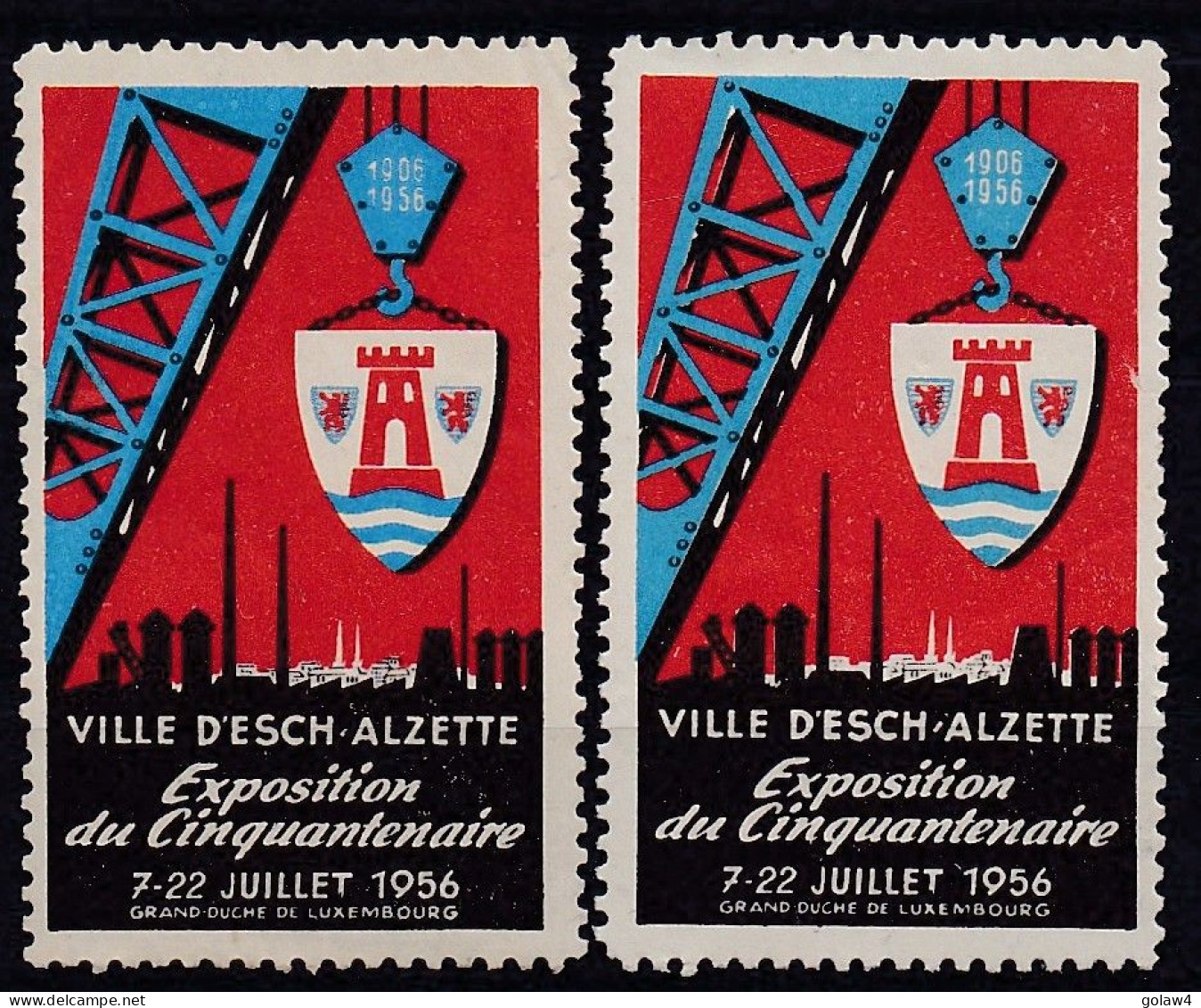 36568# VIGNETTE ESCH SUR ALZETTE EXPOSITION DU CINQUANTENAIRE 7 - 22 JUILLET 1956 1° * 2° ** CINDERELLA - Unused Stamps
