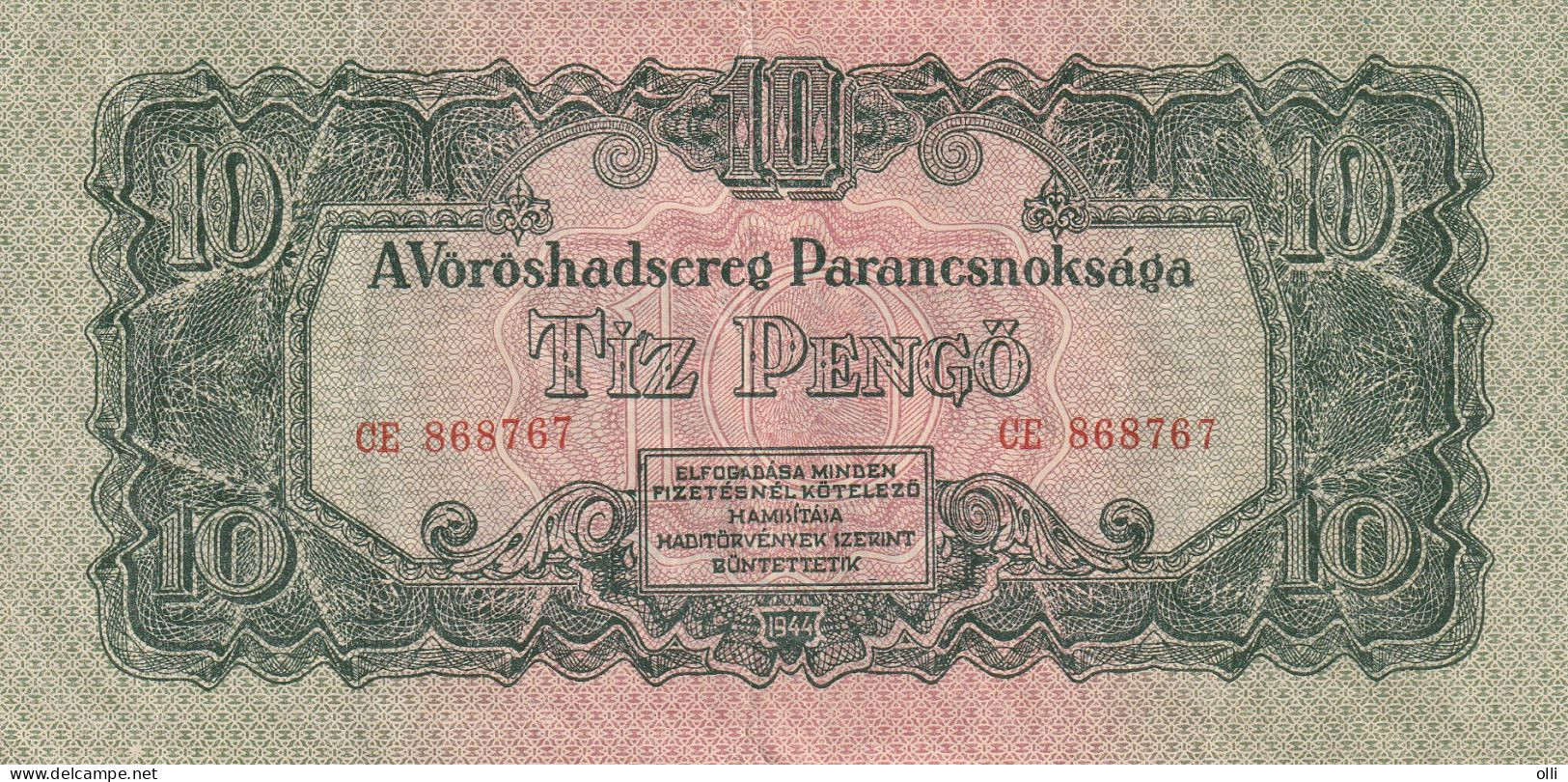 Hungary, Soviet Occupation 10 PENGÖ 1944  VF - Hungary