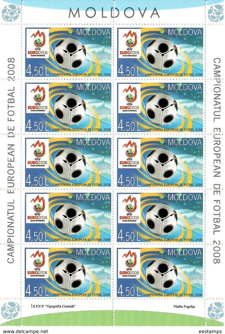 Moldova 2008 . Football EURO 2008. Sheetlet Of 10 . Michel # 615 KB - Moldavie