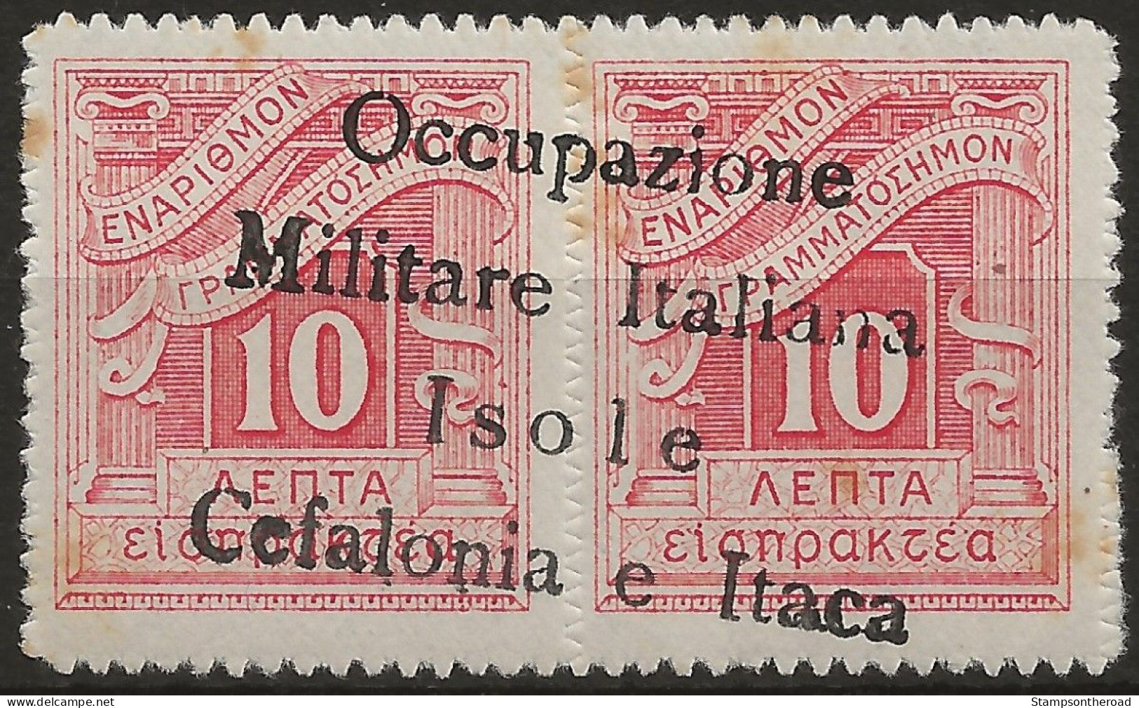 OICISx8N-1941 Occup. Italiana CEFALONIA E ITACA, Sass. Nr. 8, Segnatasse Nuovo Senza Linguella **/ Certificato - Cefalonia & Itaca