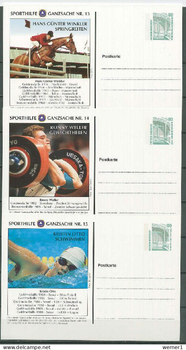 Germany 1995 Olympic Games Winners, 8 Commemorative Postcards No. 13-16 And 21-24 - Sonstige & Ohne Zuordnung