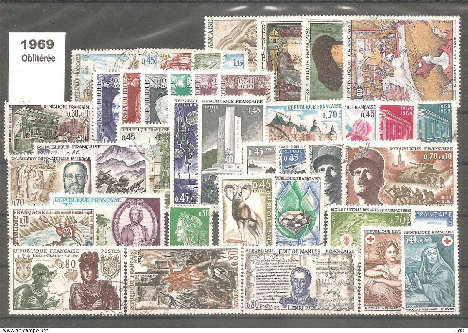 FRANCE - ANNEE Complète 1969 : Oblitérée .40 Timbres Y&T N°1582 / 1620. TB. - 1960-1969