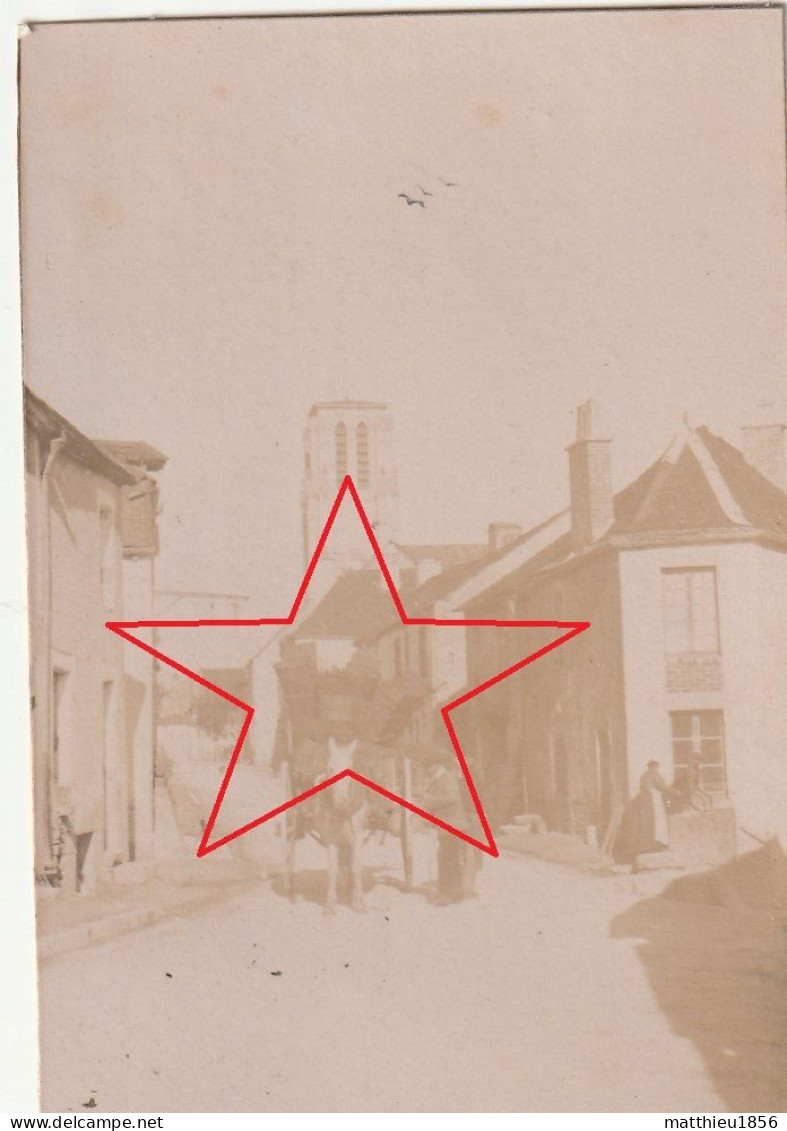 Photo 1901 ESSOYES - Une Rue, Un Attelage Rempli De Paniers Pour Les Vendanges, Hotte (A254) - Essoyes