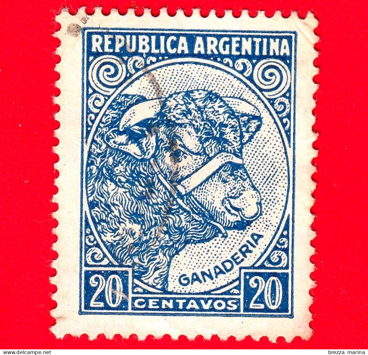 ARGENTINA - Usato - 1951 - Prodotti Del Paese - Allevamento Del Bestiame - Toro - 20 - Gebruikt