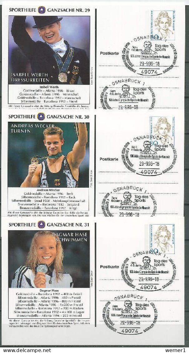 Germany 1996/1997 Olympic Games Winners 8 Commemorative Postcards No. 29-36 - Sonstige & Ohne Zuordnung