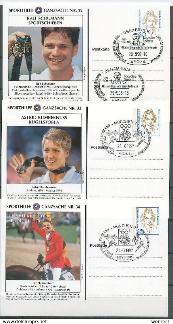 Germany 1996/1997 Olympic Games Winners 8 Commemorative Postcards No. 29-36 - Sonstige & Ohne Zuordnung