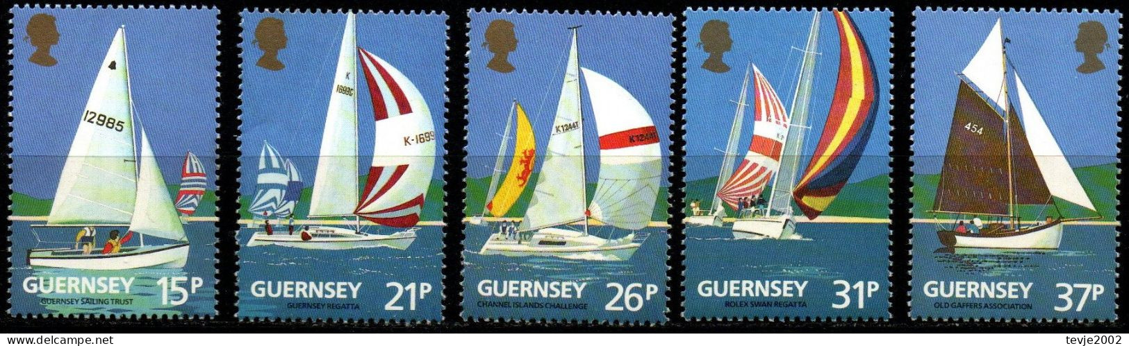 Guernsey 1991 - Mi.Nr. 522 - 526 A - Postfrisch MNH - Sport Segeln Sailing - Voile