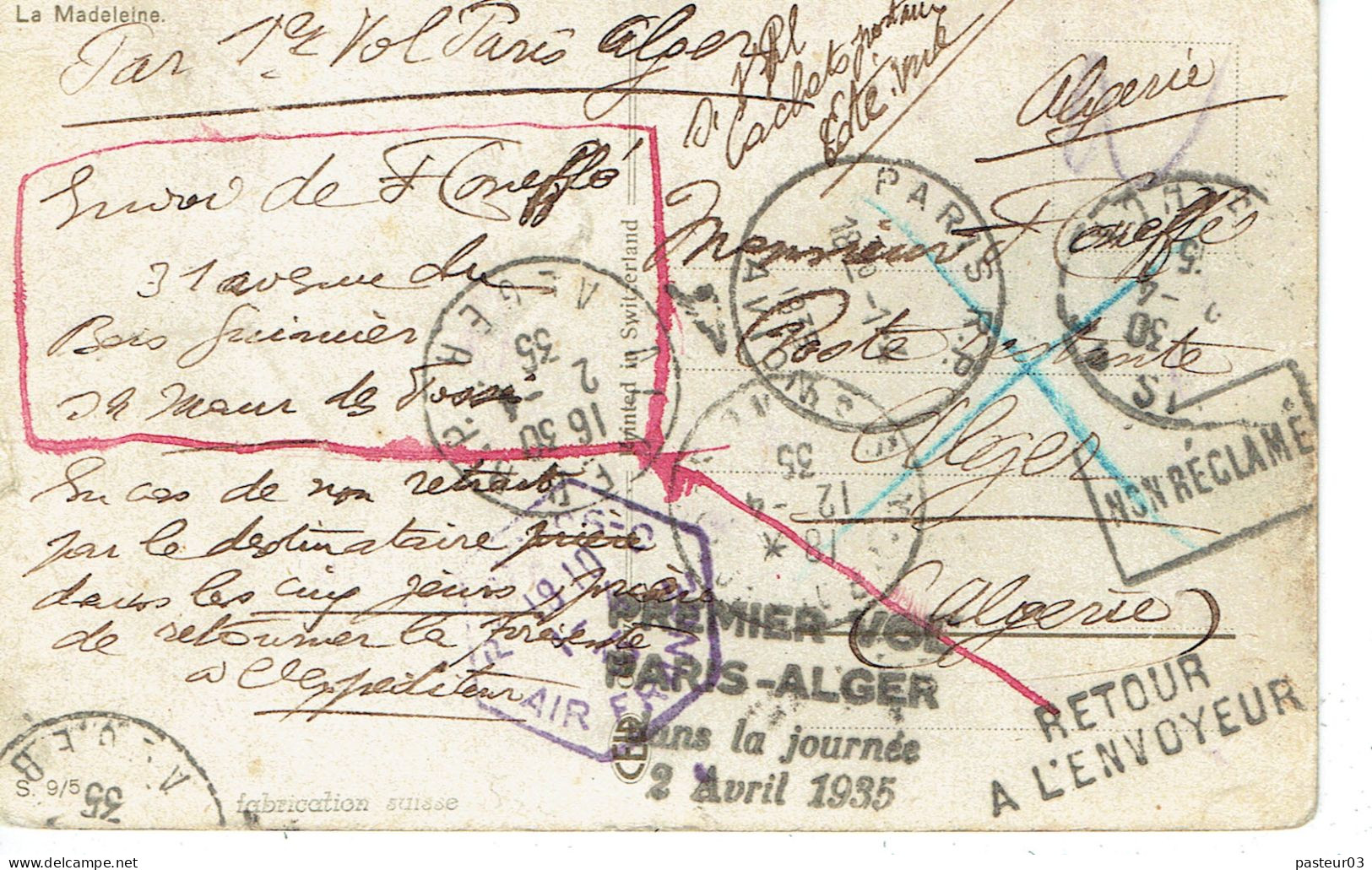 Tarifs Postaux Etranger Du 01-08-1926 (205) Pasteur N° 173 30 C. + 90  C. Le Puy En Velay + 30 C. Aristide Briand + 1,50 - 1922-26 Pasteur