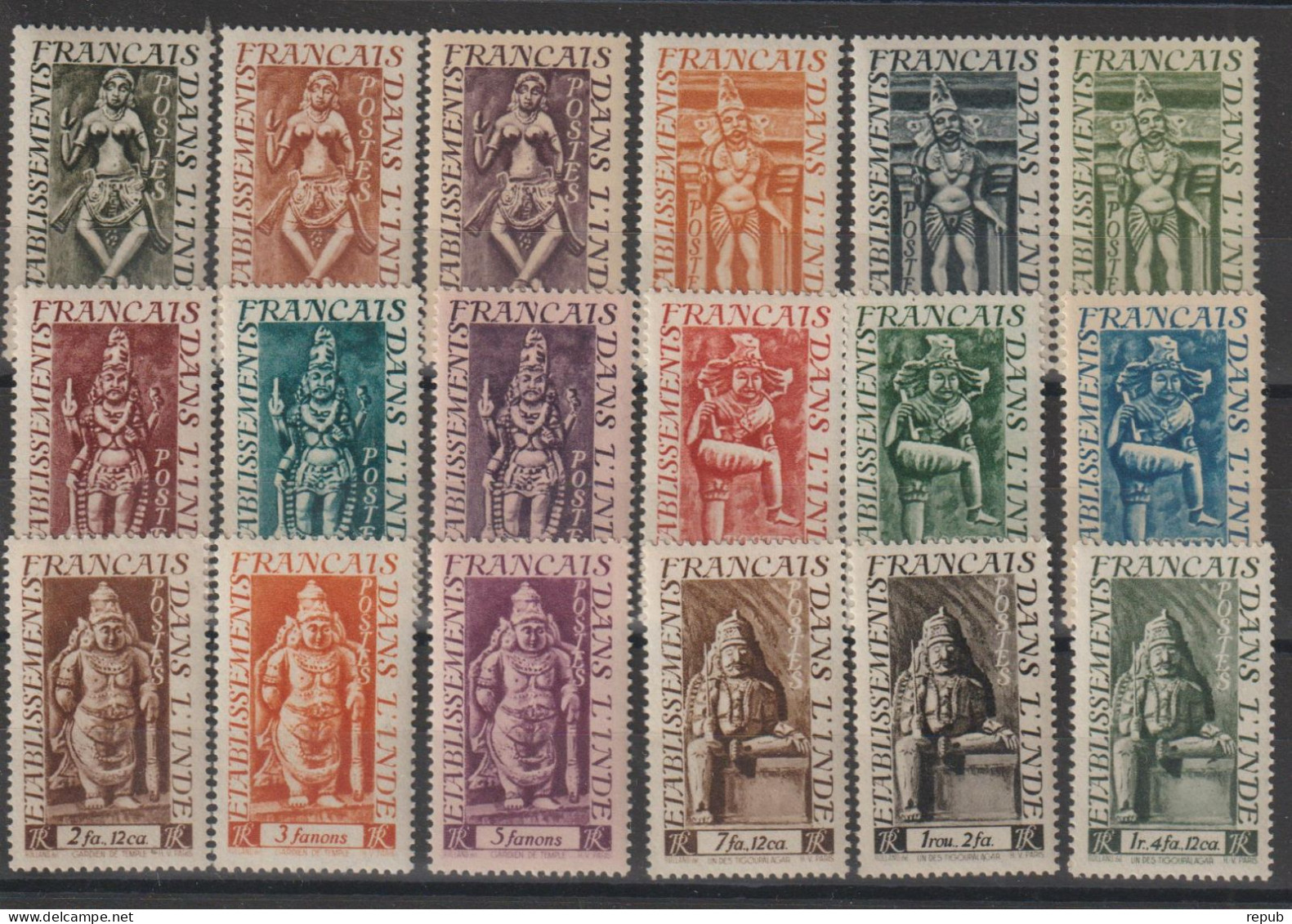 Inde 1948 Divinités 236-253, 18 Val ** MNH - Unused Stamps