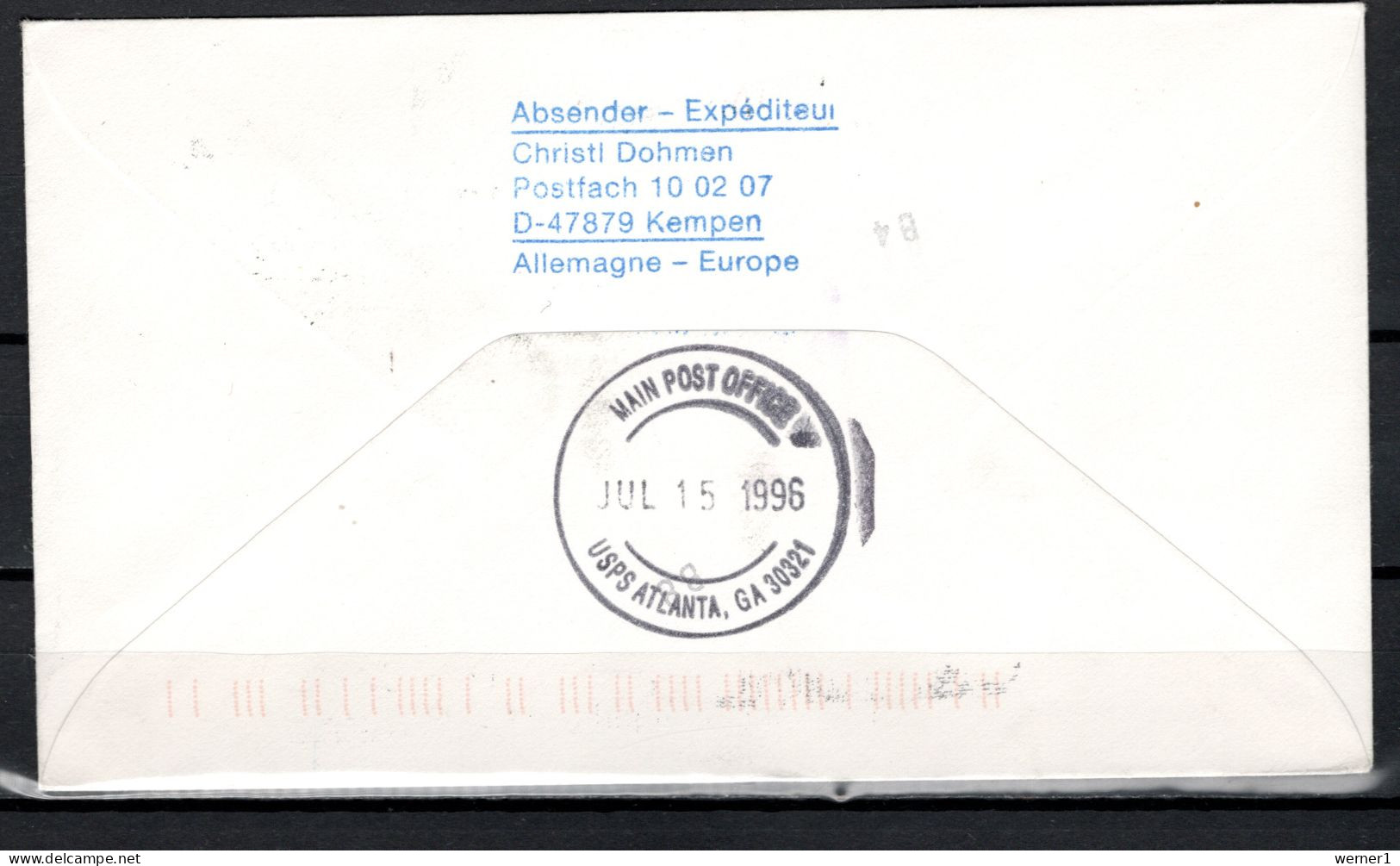 Germany 1996 Olympic Games Atlanta Commemorative Team Flight Cover To Atlanta - Ete 1996: Atlanta