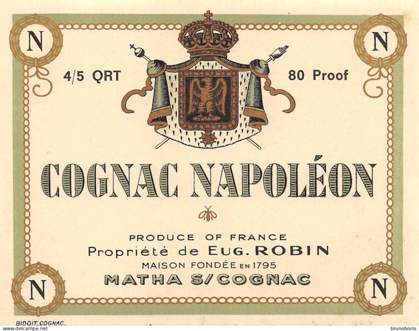 00042 "COGNAC NAPOLEON - PROPRIETE DE EUG. ROBIN - MAISON FONDEE EN 1795" ETICH. ORIG. - Alcools & Spiritueux