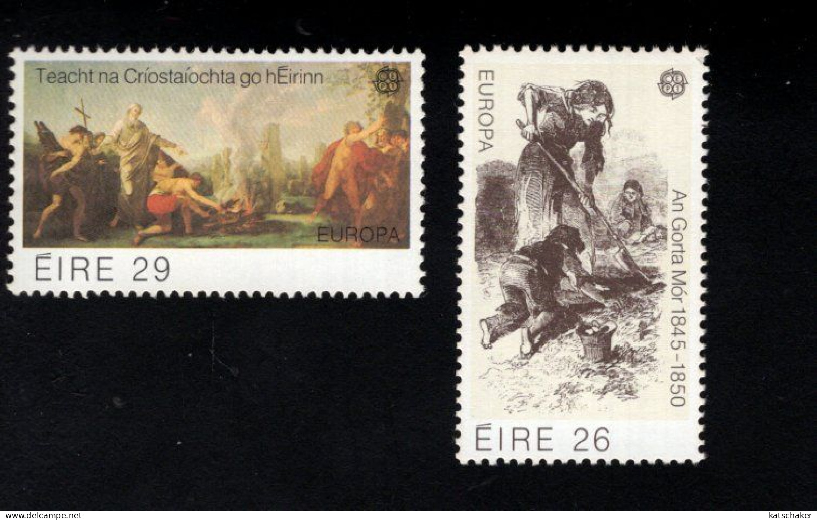 1999552253 1982  SCOTT 519 520 (XX) POSTFRIS  MINT NEVER HINGED - EUROPA ISSUE - GREAT FAMINE - CONVERSION OF IRELAND - Nuovi