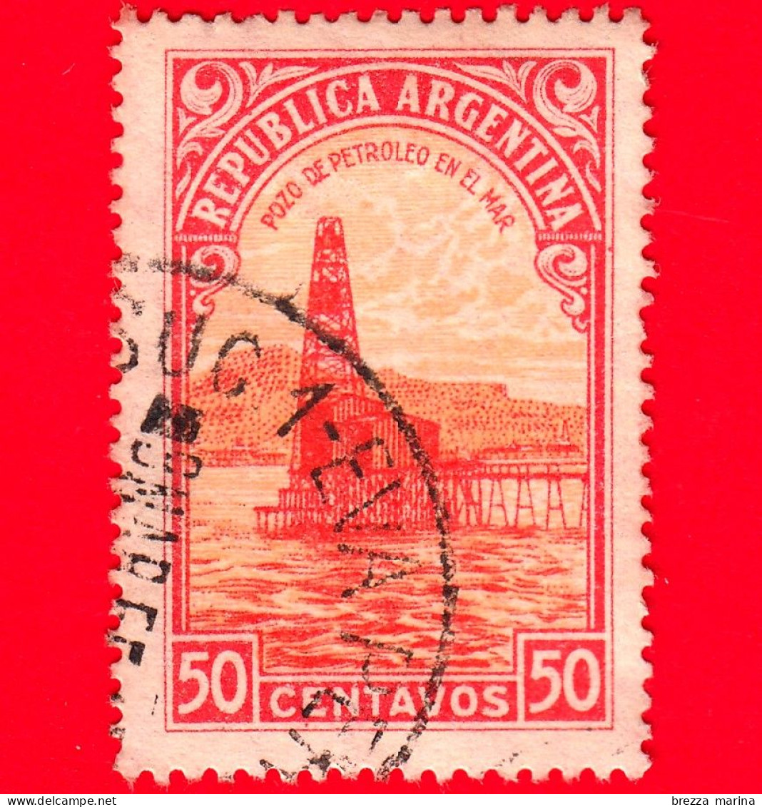 ARGENTINA - Usato -  1944 - Prodotti Del Paese - Pozzo Di Petrolio - 50 - Gebruikt