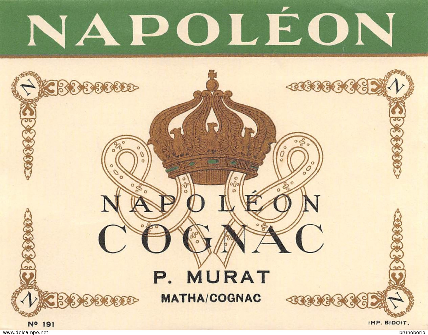 00043 "NAPOLEON COGNAC - P. MURAT - MATHA COGNAC" ETICH. ORIG. - Alcoli E Liquori