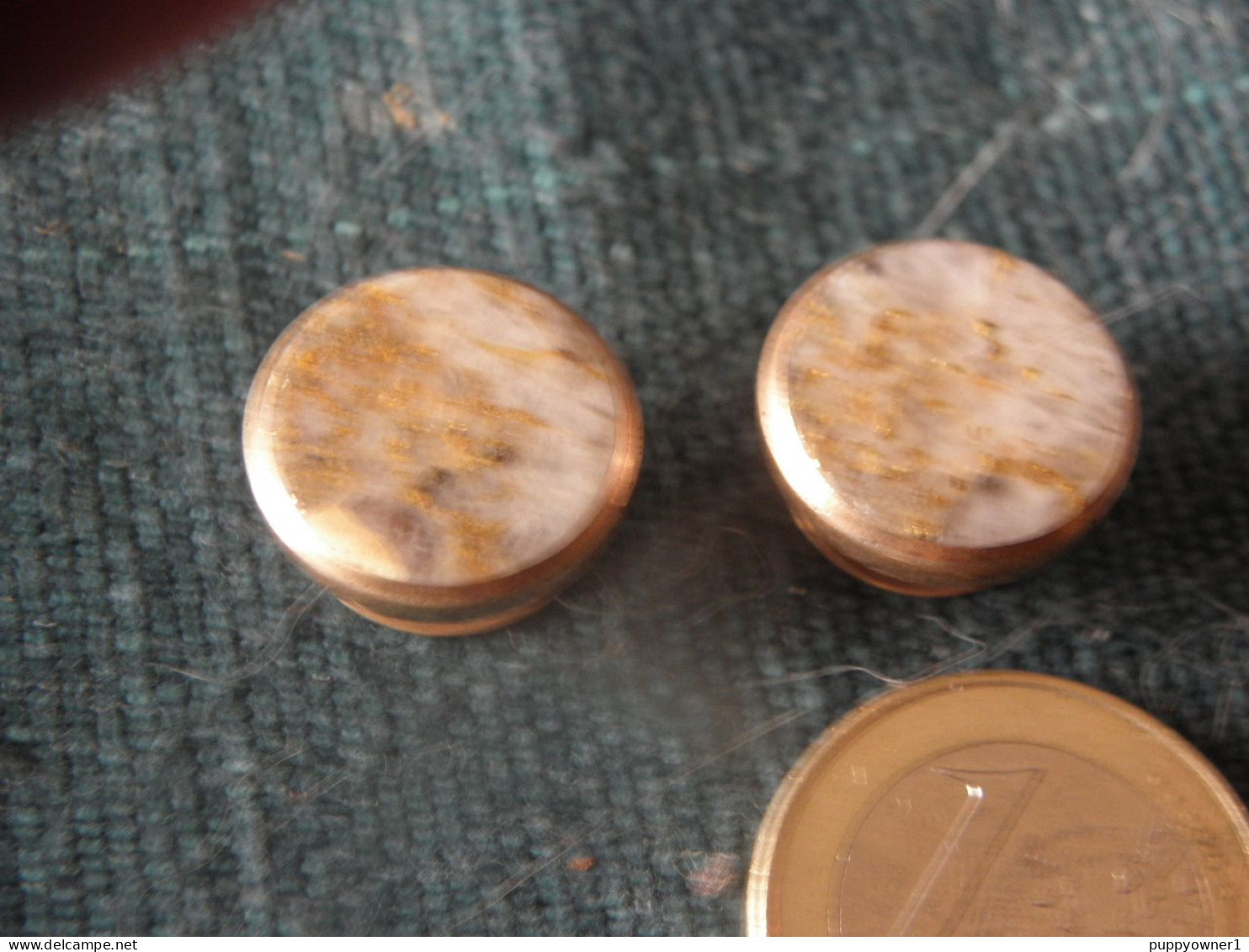 Vintage Boutons De Manchette Pierre Avec Des Traces D'or - Manchetknopen & Boordknopen