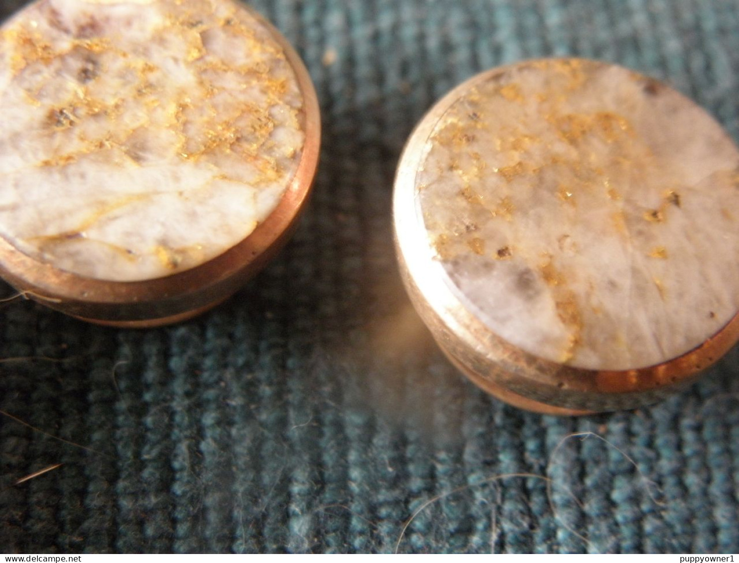 Vintage Boutons De Manchette Pierre Avec Des Traces D'or - Manschetten- U. Kragenknöpfe