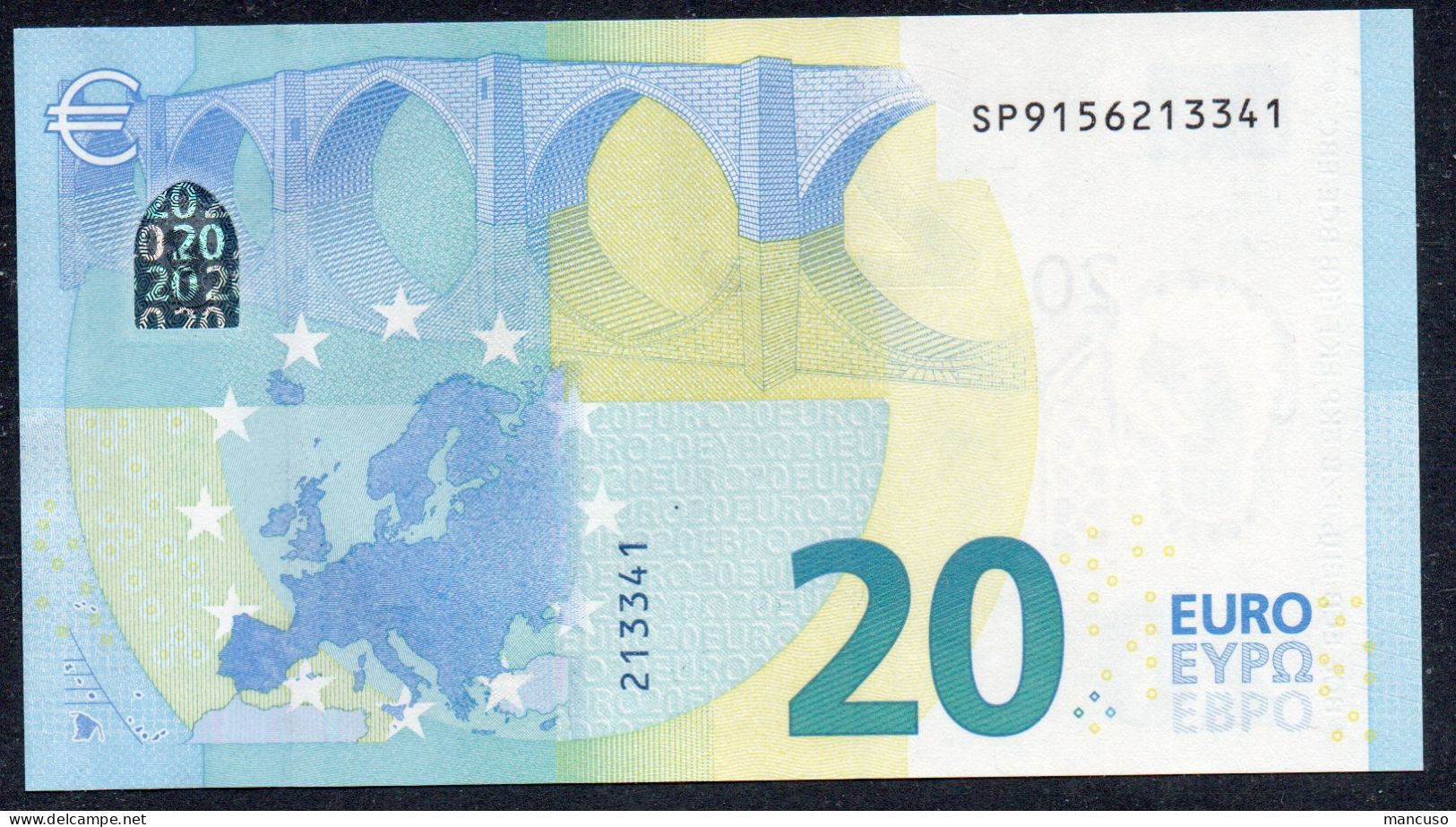 EURO 20  ITALIA  SP  S026 I6 LAST POSITION  "13"  LAGARDE  UNC - 20 Euro