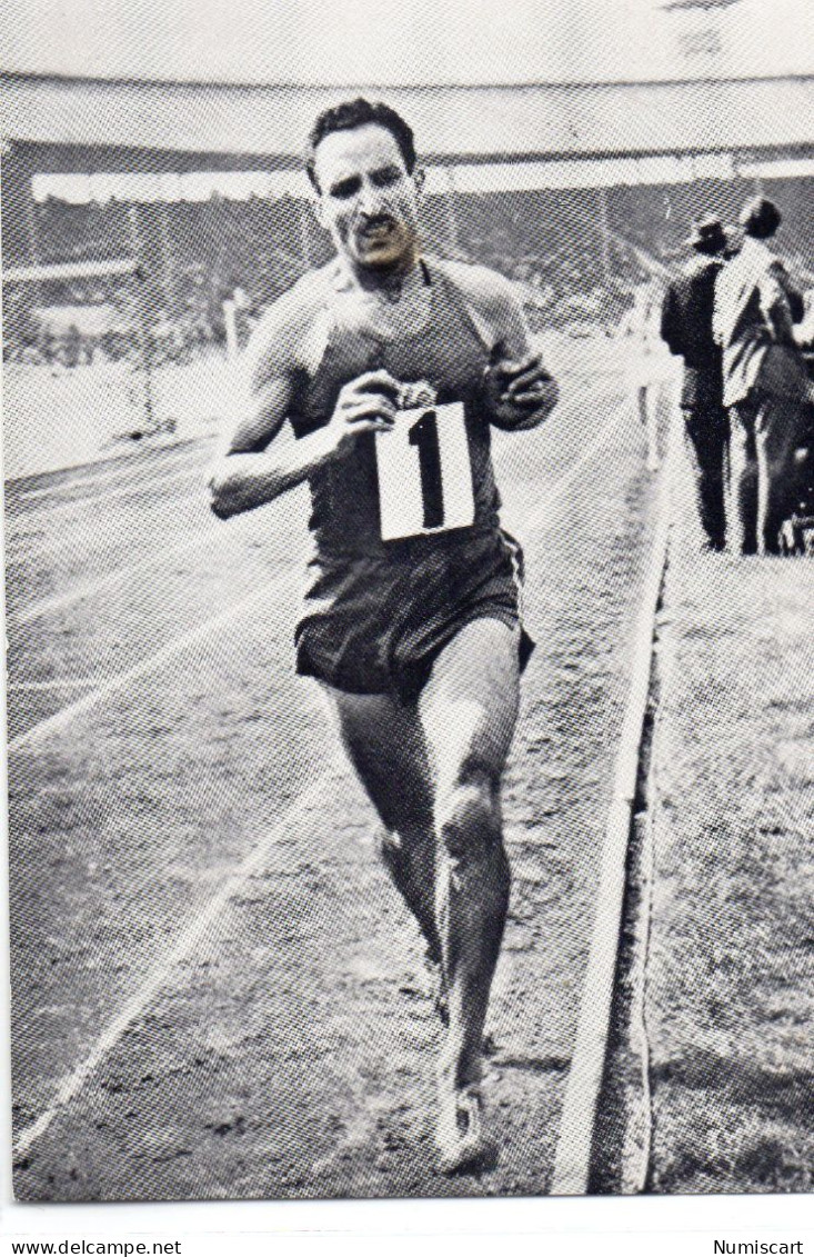 Alain Mimoun Champion Olympique Marathon à Melbourne 1956 Carte Dédicacée - Personalità Sportive