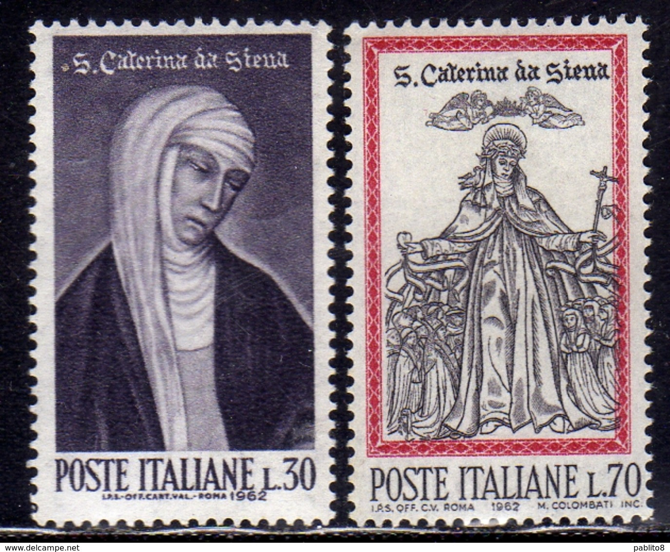 ITALIA REPUBBLICA ITALY REPUBLIC 1962 CANONIZZAZIONE DI S. SANTA CATERINA DA SIENA SERIE COMPLETA COMPLETE SET MNH - 1961-70: Ungebraucht