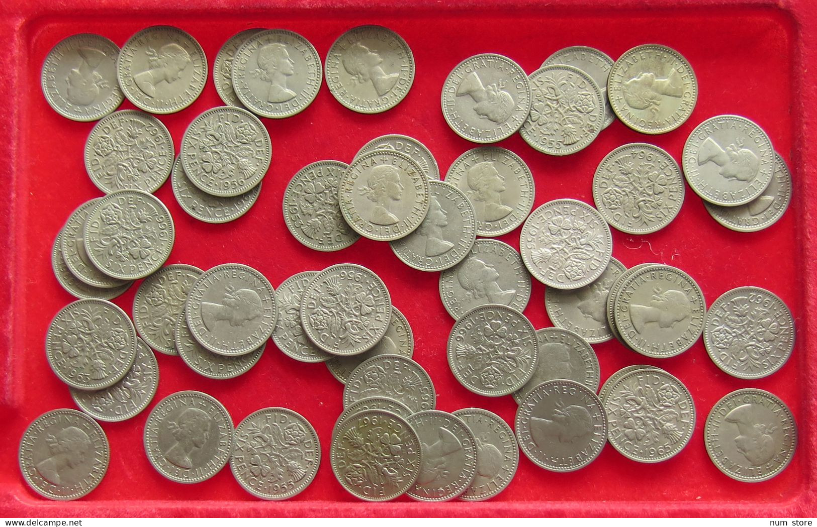 COLLECTION LOT GREAT BRIATIN SIXPENCE 51PC 144G #xx40 1462 - Collections