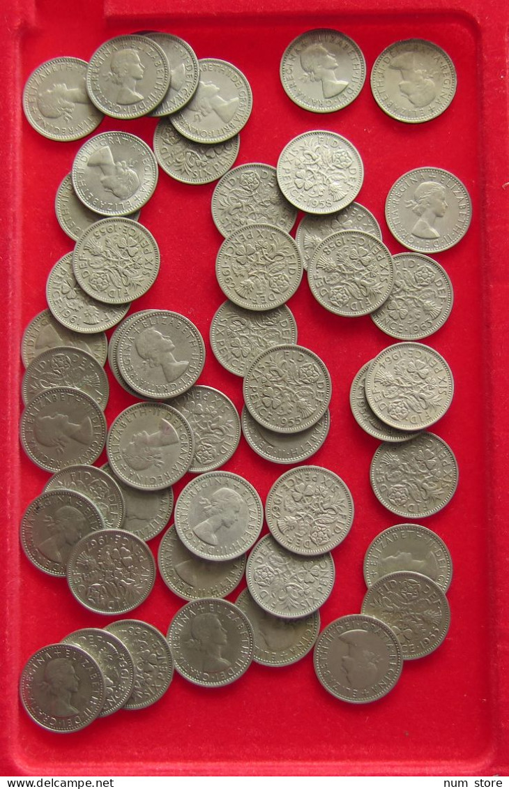 COLLECTION LOT GREAT BRIATIN SIXPENCE 49PC 139G #xx40 1465 - Sammlungen