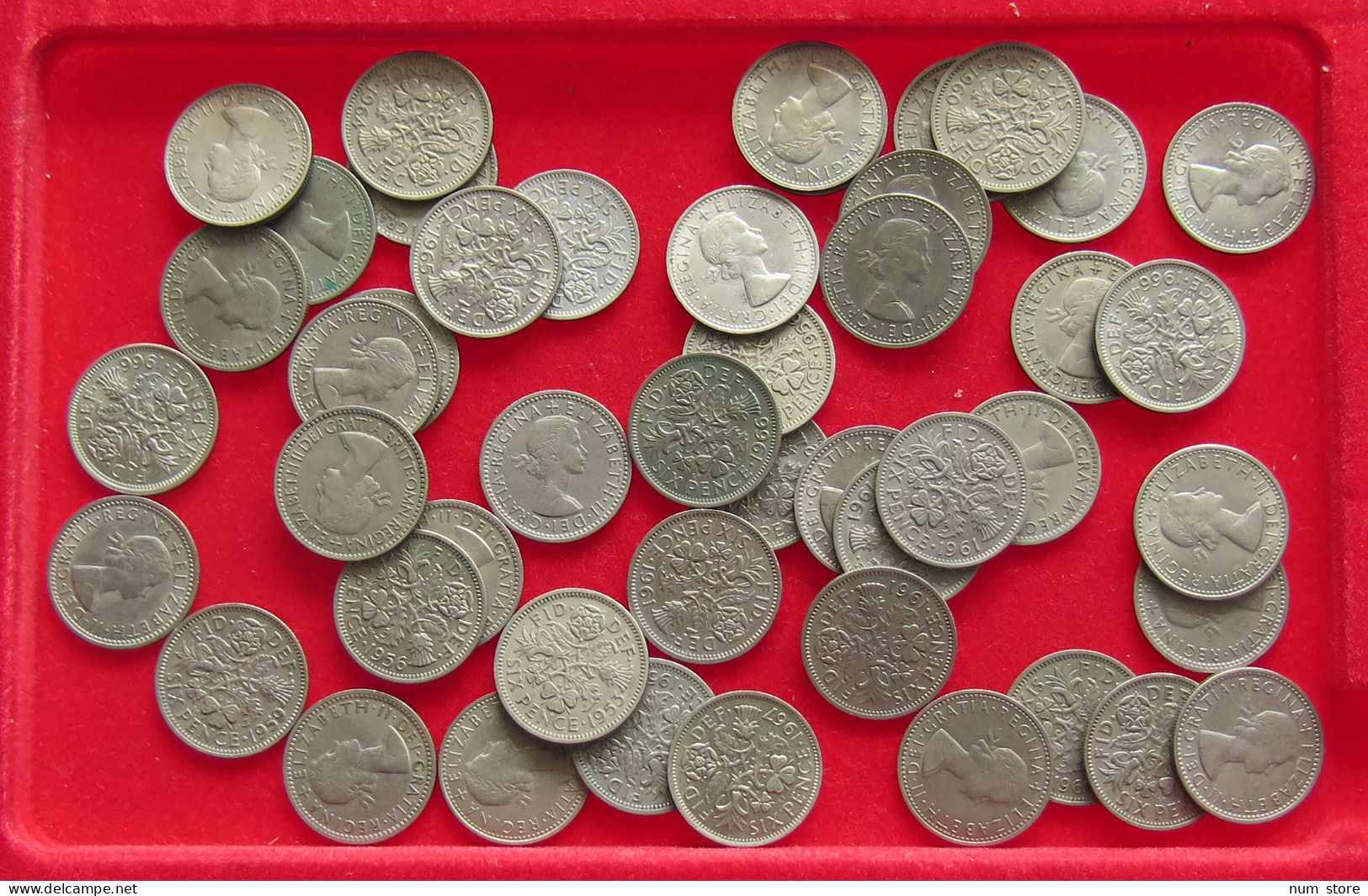 COLLECTION LOT GREAT BRIATIN SIXPENCE 47PC 133G #xx40 1464 - Collections