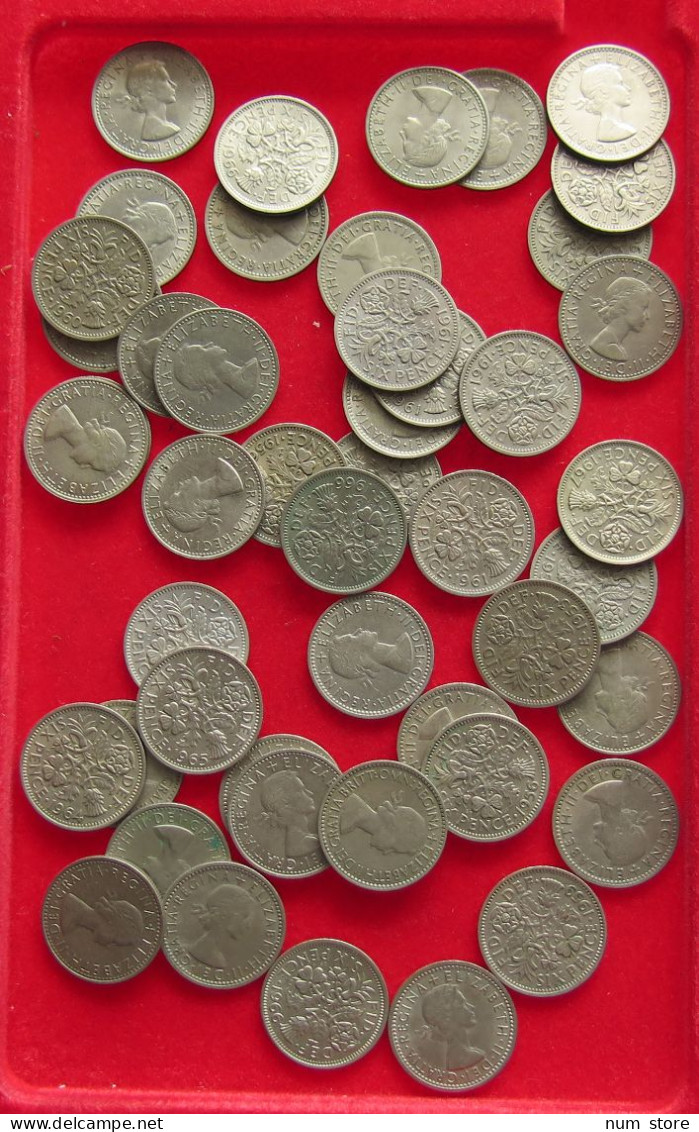 COLLECTION LOT GREAT BRIATIN SIXPENCE 47PC 133G #xx40 1464 - Verzamelingen