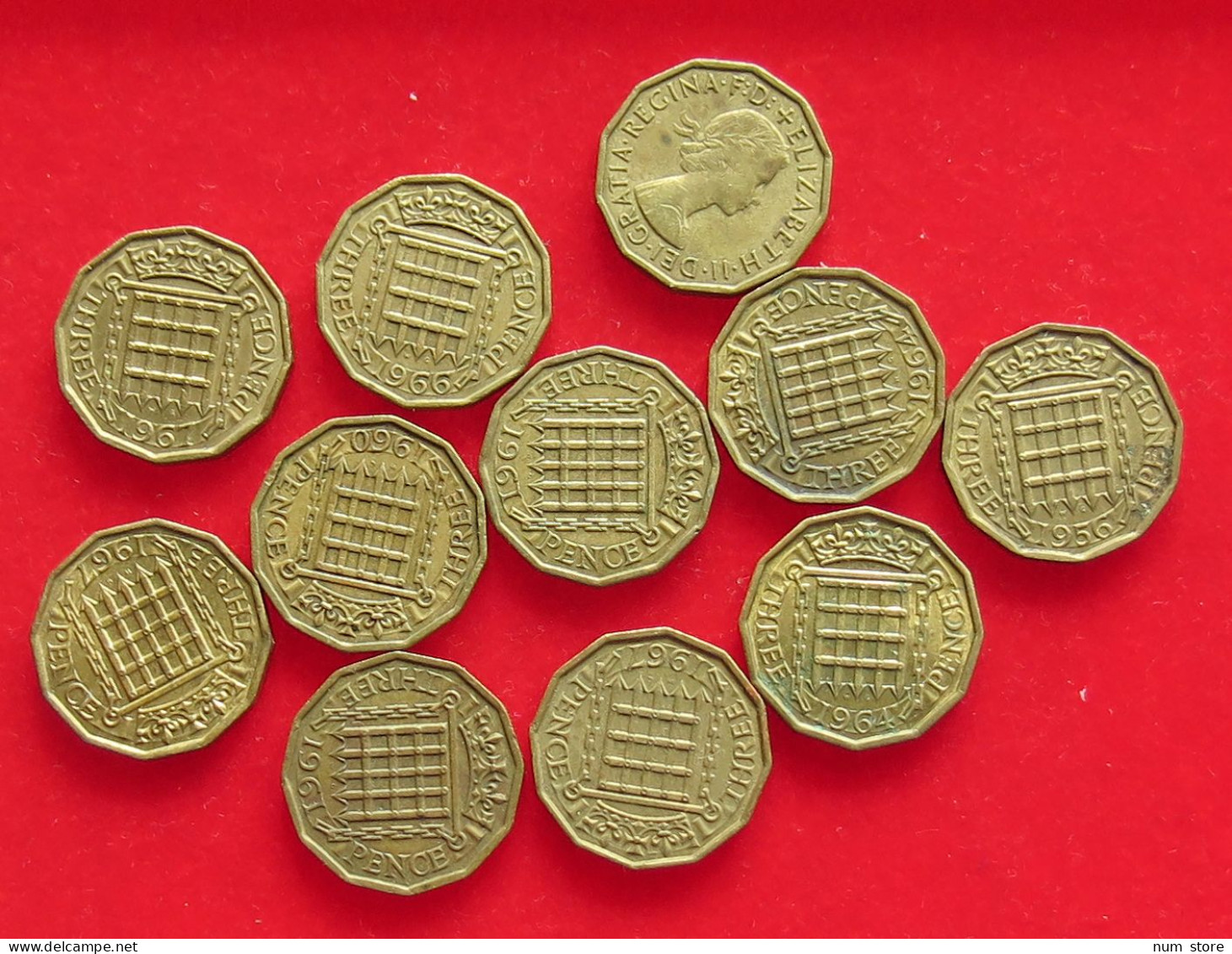 COLLECTION LOT GREAT BRIATIN THREEPENCE 11PC 75G #xx40 1466 - Verzamelingen