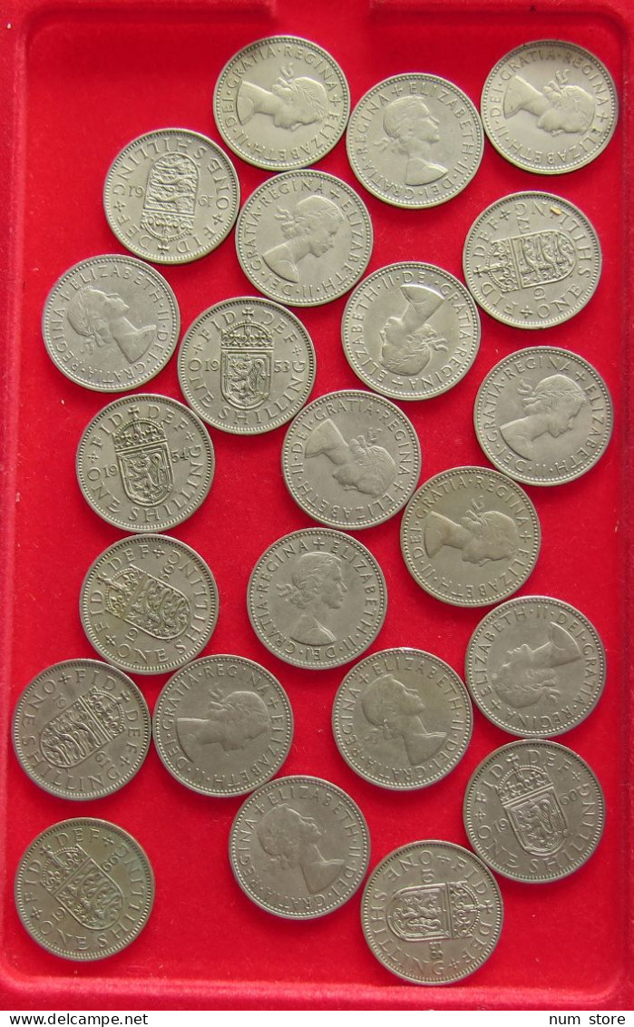 COLLECTION LOT GREAT BRIATIN SHILLING 23PC 130G #xx40 1451 - Collections